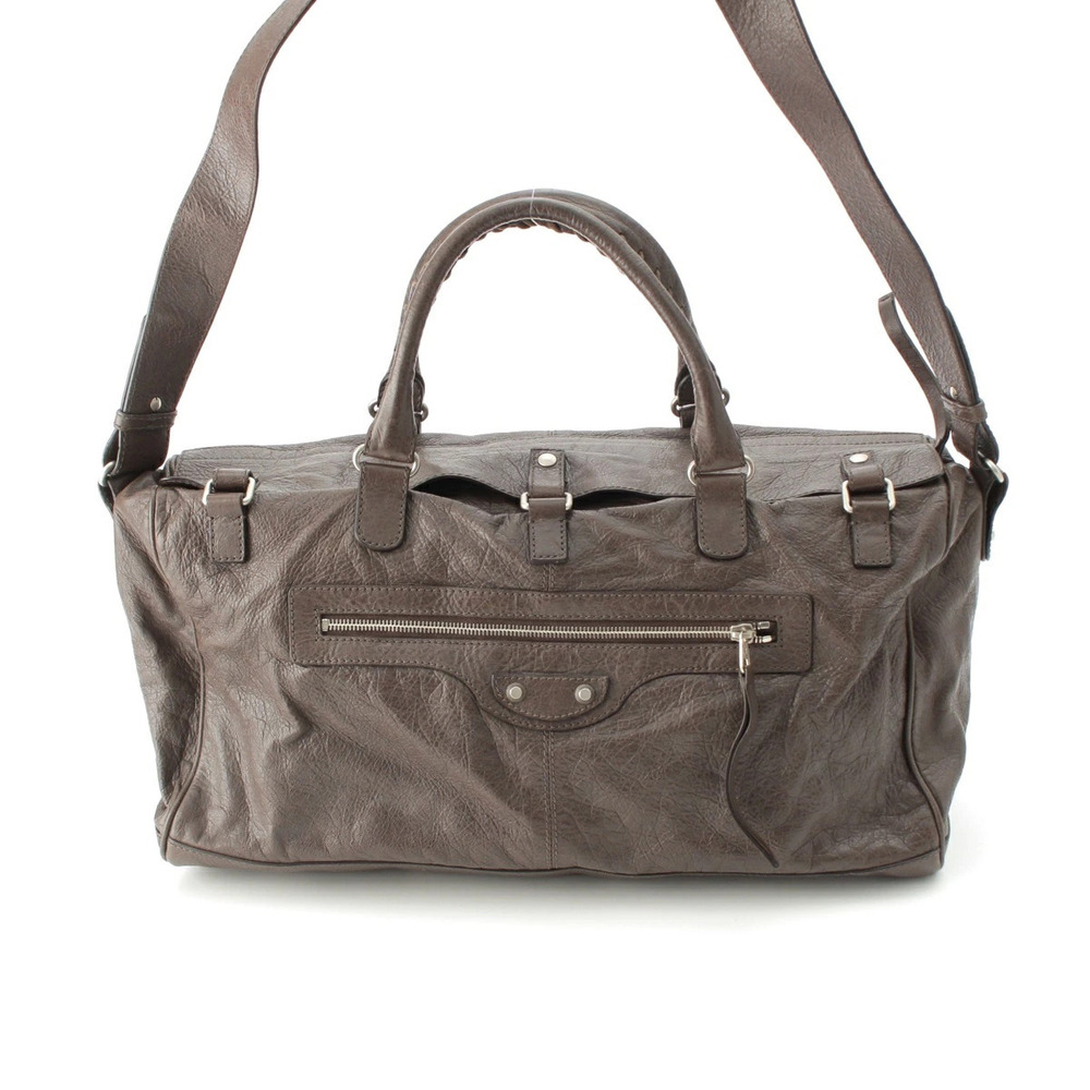 Balenciaga Squash Leather Boston Bag Brown
